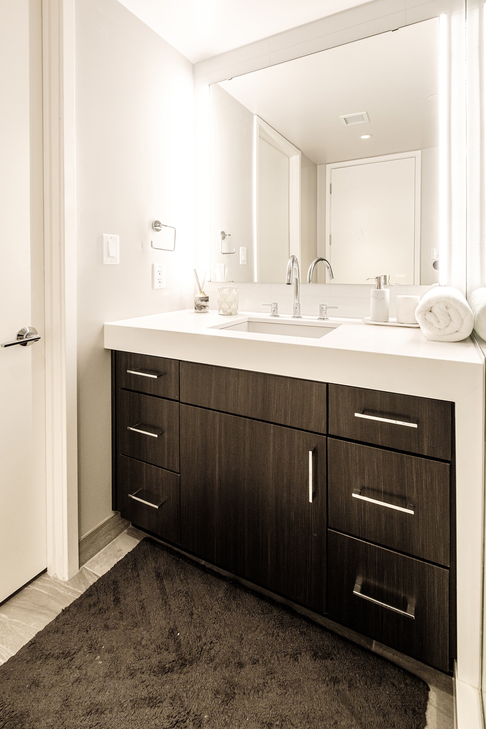 Bathroom spacious walk-in shower area with free standing soaking tub
