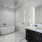 double sink vanity counter in bright bathroom