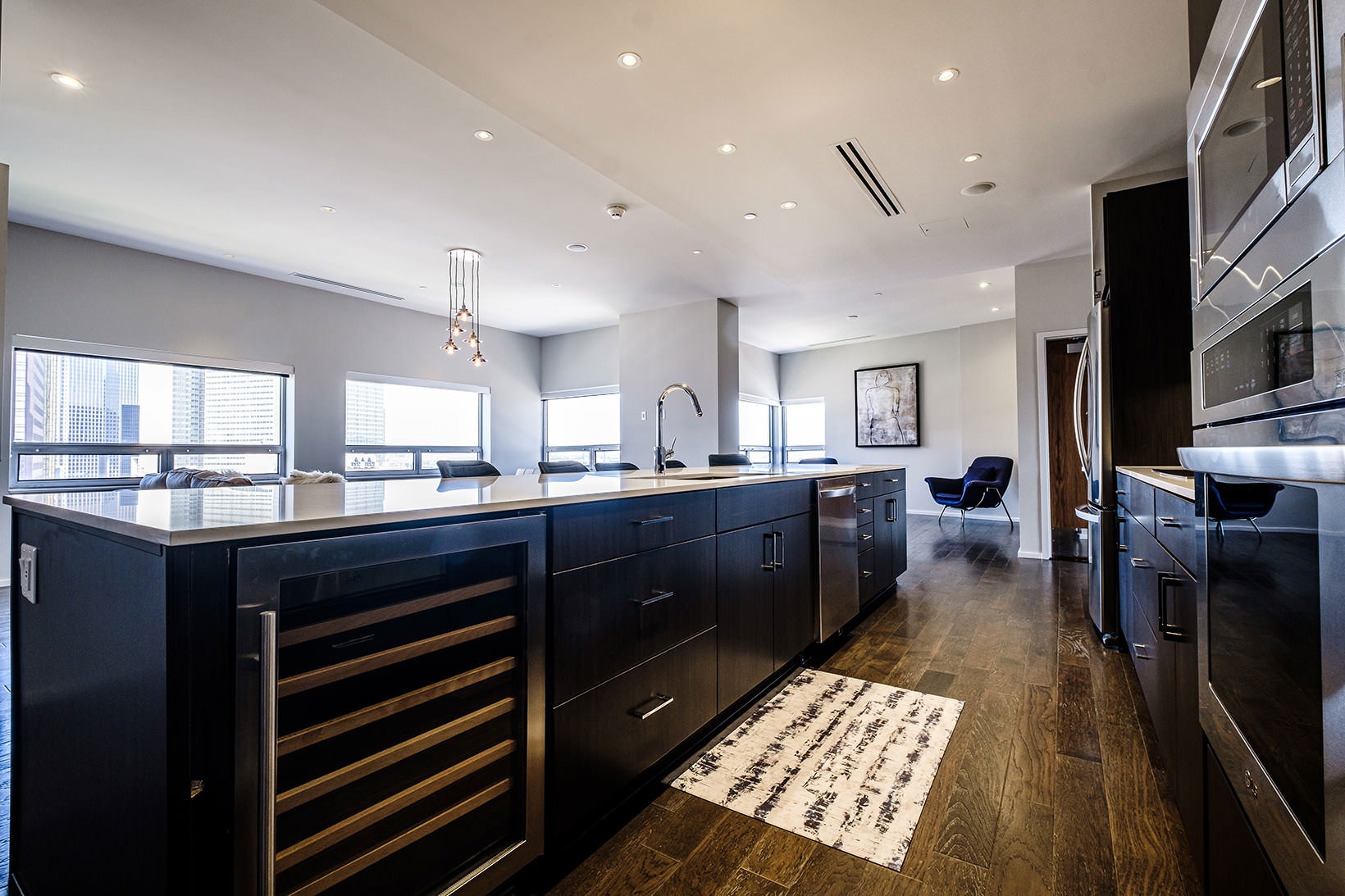 Kitchen wine fridge in kitchen island